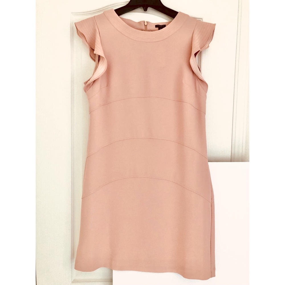 Ann Taylor Flutter Short Sleeve Blush Pink Peach Mini Dress | Casual | Cocktail